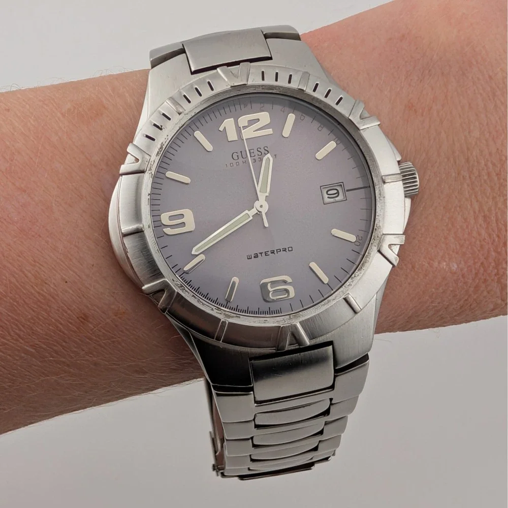 Guess Waterpro 100M Blue-Lilac Dial Stainless Steel Date Men's Watch G65079G